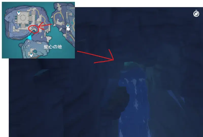 原神 げんしん 蛇心の地 淵下宮 地下 侵入 えんかのみや 滝の洞窟 空洞